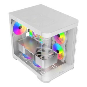 XZGAMC3W Gabinete Curvo Xzeal M-ATX/ITX 2x USB 2.0 + 1x USB 3.0 + 3.5 mm + 3 Ventiladores RGB Blanco