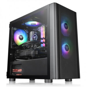 CA-1R1-00S1WN-02 Gabinete THERMALTAKE V150 TG ARGB - Negro Micro-chassis, Micro ATX/MINI ITX, USB 2.0, sin fuente, 3 ventiladores instalados ARGB