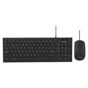 ACTECK Kit Teclado y Mouse CREATOR COMPACT MK235 Teclado y Mouse alámbrico - Conexión USB-A, Teclas de Bajo Perfil, Mouse 1200DPI, Color Negro. AC-945936