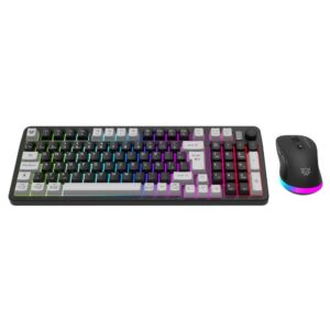 BR-940429 Kit Teclado y Mouse Squad Conquest PRO KG525 Balam Rush Azender Series - Alcance 10m, Mouse 600mAh, Iluminación RGB, Color Negro. AC-940429