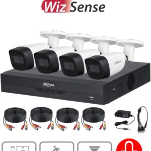 Dahua Technology DH-KIT/XVR5104HS-4KL-I3/4-HFW1500CMN-A-0280B-S2 DAHUA KITXVR5104HS4KLI3+4HFW1500CMA- Kit de 4 canales 5 MP con audio y DVR de 4 CH - Soporta 4 canales + 4 IP o hasta 8 IP + 4 Camaras 5mp