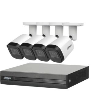 Dahua Technology Kit DAHUA KITXVR1B04H-I4B2A51-U - Kit de 4 Cámaras metálicas 5 MP Lente de 2.8mm y un DVR Cooper-I WizSense - 4 Canales + 1 IP o Hasta 5 Canales IP