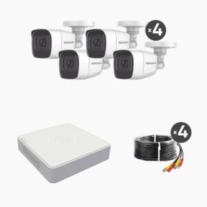 HIKVISION B8-KIT-MIC (MICRÓFONO Integrado) Kit TurboHD 1080p Lite / DVR 4 canales / Audio por Coaxitron / 4 Cámaras Bala