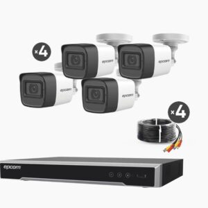 HIKVISION B50-KIT-MIC Kit TURBOHD 5 Megapixel / DVR 4 Canales / 4 Cámaras de 5 Megapixel con Micrófono Integrado / 4 Cables 18 Metros / Fuente de Poder Profesional