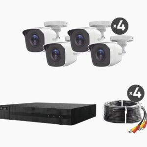 HIKVISION HL24LQKITS-M(B) KIT TurboHD 1080p / DVR 4 canales / 4 Cámaras Bala de Metal / H.265+ / 1 Fuente de Poder Profesional / Accesorios de Instalación