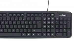 MANHATTAN 178464 Kit teclado y mouse optico de 1000 ppp - teclado con diseño ergonómico y con amplia área de trabajo, Garantia 3 años.