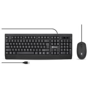 Kit teclado y mouse - Alámbrico USB, 1200 DPI, antiderrames, ultra silencioso, en español, Negro, BROBOTIX 6007198