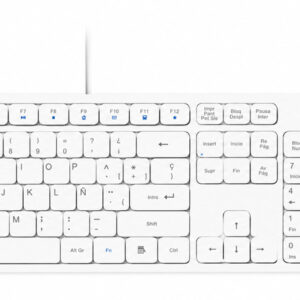 Kit teclado y mouse usb alámbrico ultrasilencioso multimedia - bateria recargable, compatible con windows, ios y linux, blanco, 6008010 BROBOTIX