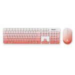 BROBOTIX 6008041 Kit de teclado y mouse inalámbrico - bluetooth y radiofrecuencia, multimedia, 2.4mhz, alcance 10m, bateria recargable, compatible con win, ios y linux, rosa