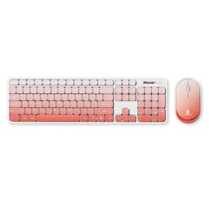 BROBOTIX 6008041 Kit de teclado y mouse inalámbrico - bluetooth y radiofrecuencia, multimedia, 2.4mhz, alcance 10m, bateria recargable, compatible con win, ios y linux, rosa