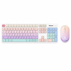 BROBOTIX 406986 Kit de teclado y mouse inalámbrico - bluetooth y radiofrecuencia, multimedia, 2.4mhz, alcance 10m, bateria recargable, compatible con win, ios y linux