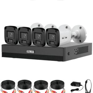 SAXXON SUA-KIT/XVR1E04-I/4-B20P-0280B - Kit 4 Canales HDCVI 1080P/ 4 Cámaras B20P 2.8mm 100°/ DVR Soporta Hasta 5 Ch IP ySMD Policarbonato