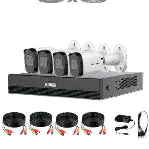 SAXXON SUA-KIT/XVR1E04-I/4-B20M-0280B-Kit de 4Canales HDCVI 1080P/4 Cámaras B20M de 2.8mm 100°/Dvr Soporta Hasta 5 Canales IP y Detección de Movimien