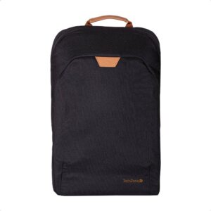 Backpack ECO HERO TECHZONE de 15.6 - 2 compartimientos, 1 acolchado para laptop, color negro, GARANTIA LIMITADA DE POR VIDA.