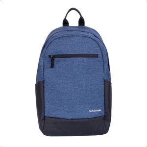 EASY LITE BLUE Backpack Basic Black TECHZONE TZLBP16 15.6 pulgadas - color azul, 2 bolsos laterales y 1 frontal, tirante acojinado. GARANTIA LIMITADA DE POR VIDA