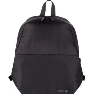 Backpack LITE TZLBP13 TECHZONE 15.6 - Poliéster 420 D Twill, color Negro, Laterales ajustables, GARANTÍA LIMITADA DE POR VIDA.
