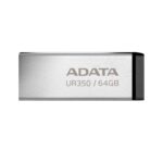 ADATA Memoria USB de 64GB UR350 3.2 Gen 1 (retrocompatible 3.0 y 2.0) - diseño elegante sin tapa. Color Metálico, negro. UR350-64G-RSR/BK