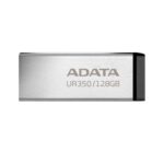 ADATA Memoria USB de 128GB UR350 3.2 Gen 1 (retrocompatible 3.0 y 2.0) - diseño elegante sin tapa. Color Metálico, negro. UR350-128G-RSR/BK