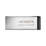 ADATA Memoria USB de 256GB UR350 3.2 Gen 1 (retrocompatible 3.0 y 2.0) - diseño elegante sin tapa. Color Metálico, negro. UR350-256G-RSR/BK