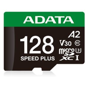 UD128GUI3V30A2SP-RA1 Micro Secure Digital ADATA SPEED PLUS microSDXC UHS-I U3 Clase 10 - SD 6.0, V30 128GB Clase 10 (A2), Velocidad de lectura / escritura 180/160 MB/s UD128GUI3