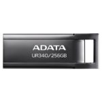 ADATA Memoria USB de 256GB UR340 3.2 Gen 1 (retrocompatible 3.0 y 2.0) - diseño elegante sin tapa. Color Metálico negro. AROY-UR340-256GBK