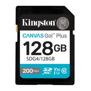 Kingston Technology SDG4/128GB Memoria sdxc kingston canvas go! plus g4 128gb r.200mb/s w.100mb/s cl10 uhs-i u3 v30