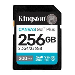 Kingston Technology SDG4/256GB Memoria sdxc kingston canvas go! plus g4 256gb r.200mb/s w.160mb/s cl10 uhs-i u3 v30