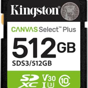 Kingston Technology SDS3/512GB Memoria sdxc kingston canvas select plus gen3 512gb r.150mb/s cl10 uhs-i u3 v30