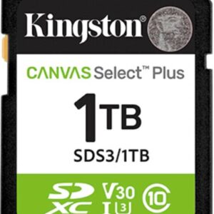 Kingston Technology SDS3/1TB Memoria sdxc kingston canvas select plus gen3 1tb r.150mb/s cl10 uhs-i u3 v30