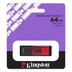 Kingston Technology KC-U3C64-7TR Memoria usb kingston datatraveler exodia s 64gb 3.0 gen 1 tapa giratoria red