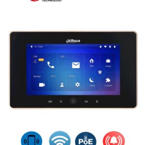 Dahua Technology DHI-VTH5221D-S2 DAHUA VTH5221DS2 - Monitor IP Touch de 7 con conectividad WiFi y Ethernet - PoE. Admite MicroSD de hasta 32GB, soporta 32 cámaras IP y 20 frentes de c