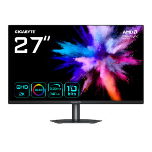 Monitor gamer GIGABYTE GO27Q24 - 27 pulgadas, oled qd, plano, blanco, 2560 x 1440 (qhd), 2 hdmi, displayport, usb, usb-c