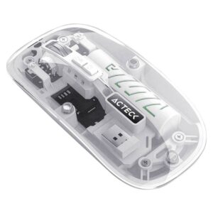 ACTECK Mouse Inalámbrico Ultra Delgado Multidispositivo Aero One MI455W / hasta 3 - 200 DPI Ajustable / 2.4 Ghz + Bluetooth 5.2 / 5 Botones / Recargable / Advanced