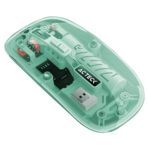 ACTECK Mouse Inalámbrico Ultra Delgado Multidispositivo Aero One MI455V / hasta 3 - 200 DPI Ajustable / 2.4 Ghz + Bluetooth 5.2 / 5 Botones / Recargable / Advanced