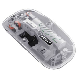 ACTECK Mouse Inalámbrico Ultra Delgado Multidispositivo Aero One MI455G / hasta 3 - 200 DPI Ajustable / 2.4 Ghz + Bluetooth 5.2 / 5 Botones / Recargable