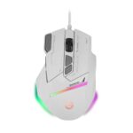 GETTTECH mouse gamer - sensor 725f, iluminacion rgb personalizable, hasta 7200 dpi, color blanco ygris, mod. GPM-RGBWR-G1-WH