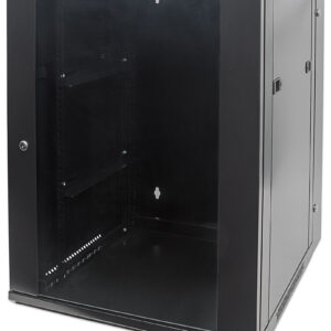 Gabinete de red mural abatible 19 - 9U, Ensamblado, 600x550, 30 kg (66 lb.), Puerta de cristal templado, INTELLINET 711845