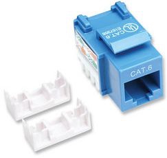 INTELLINET 210737 JACK RJ45 CAT6 KEYSTONE DE IMPACTO AZUL - Para uso con cable sin blindaje (UTP) Cat6, Compatible con herramientas de impacto 110 y Krone.