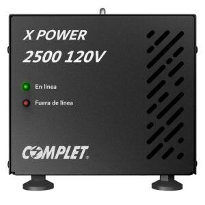 ERV-10-005 Regulador de Voltaje COMPLET X-POWER 2500 VA/2500 W 120V . Terminales de conexión y 2 contactos NEMA 5-15R - Supresor de picos de voltaje 504 J, P/N ERV-1