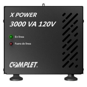 ERV-10-006 Regulador de Voltaje COMPLET X-POWER 3000 VA/3000 W 120V . Terminales de conexión y 2 contactos NEMA 5-15R - Supresor de picos de voltaje 504 J, P/N ERV-1