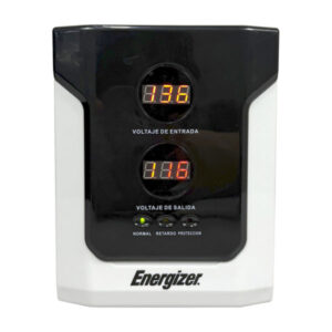 Regulador Energizer 2500VA/1500W (ERENRLB25VA). Rango 90-145VCA - fus. 15A, 2 contactos, LED. Ideal p/línea blanca. Cert. RoHS/NOM/CE. 2 años gtía.