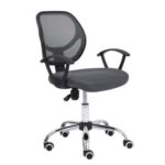 Silla Secretarial Nextep NE-650SG de Altura Ajustable 10CM Color Gris - Base Giratoria Tela en Malla, Cromada, soporta hasta 110 kg