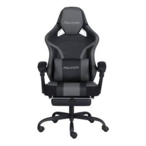 Silla Gamer Nextep NE-463G Ergonómica Falkor Masaje Lumbar y reposa pies Color Gris-Negro