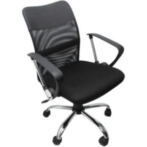 Silla Ejecutiva Nextep NE-650E Altura Ajustable y Reclinable Giratoria y Cromada - Color Negro.