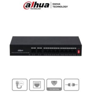 Dahua Technology DH-PFS3010-8ET-65 Switch PoE 10 Puertos Fast Ethernet/ 8 Puertos PoE/ 2 Puertos Uplink/ 65Watts Totales/Soporta PoE Watchdog/Switching 2.0 Gbps/Protección de Descargas NB
