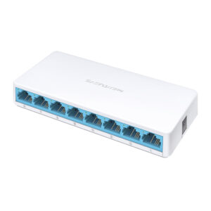 Switch MERCUSYS MS108 de 8 puertos diseño compacto y fácil instalación para uso en escritorio