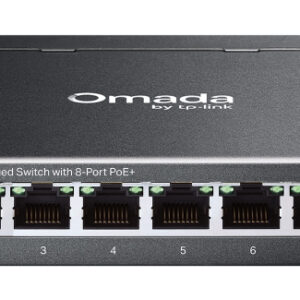 TP-LINK Switch administrable OMADA Gigabit (ES208GP) 8 puertos RJ45 PoE+ de 10/100/1000 Mbps (compatible con PoE 802.3af y PoE+ 802.3at)
