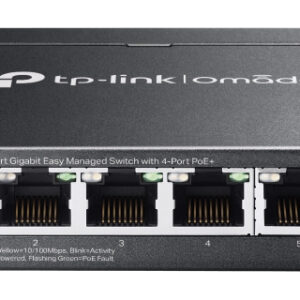 TP-LINK Switch Gigabit OMADA (ES205GP) 5 puertos RJ45 de 10/100/1000 Mbps ( los puertos 1 a 4 admiten PoE 802.3af y PoE+ 802.3at) - Autonegociación/MDI/MDIX automá
