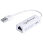 MANHATTAN 506731 Adaptador Fast Ethernet USB de Alta Velocidad 2.0 - Añada una conexión de red a su PC sin necesidad de abrirla.