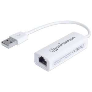 MANHATTAN 506731 Adaptador Fast Ethernet USB de Alta Velocidad 2.0 - Añada una conexión de red a su PC sin necesidad de abrirla.